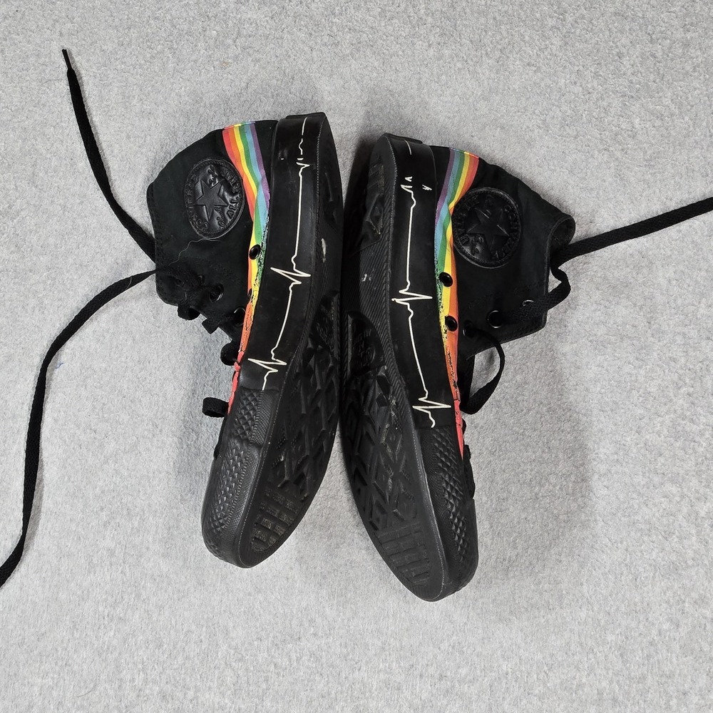 Converse Women Shoes 8 Black Pink Floyd Dark Side of the Moon High Top Y2K READ